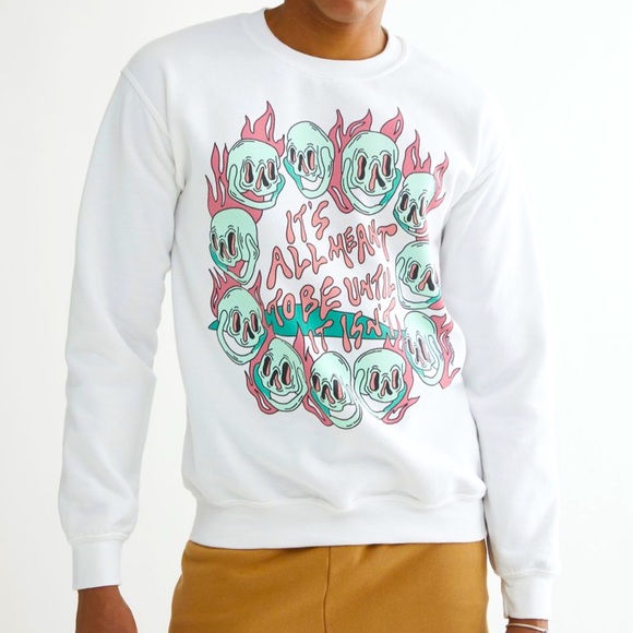 NWT UO Melting Skull Flames "Its All Meant To Be Until It Isn't" Emma Atterbury - Picture 1 of 2